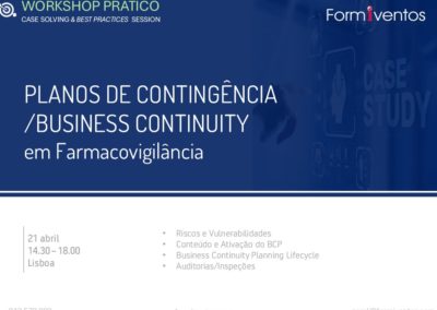 PLANOS DE CONTINGÊNCIA /BUSINESS CONTINUITY  em Farmacovigilância