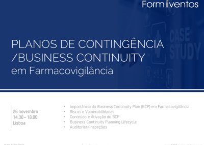 PLANOS DE CONTINGÊNCIA /BUSINESS CONTINUITY  em Farmacovigilância
