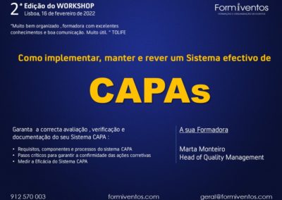 Como implementar, manter e rever um Sistema efectivo de CAPAs