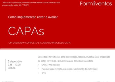 Como implementar, rever e avaliar CAPAs