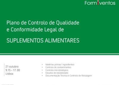 Plano de Controlo de Qualidade e Conformidade Legal de  SUPLEMENTOS ALIMENTARES