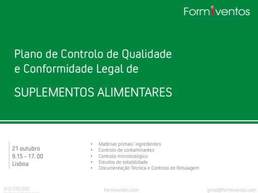Plano de Controlo de Qualidade e Conformidade Legal de  SUPLEMENTOS ALIMENTARES