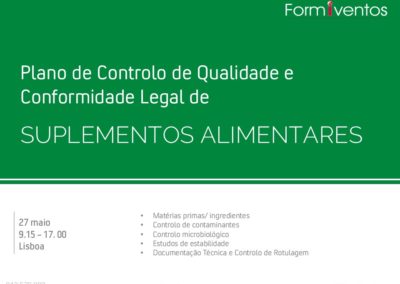 Plano de Controlo de Qualidade e Conformidade Legal de  SUPLEMENTOS ALIMENTARES