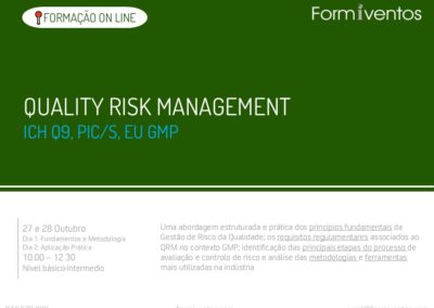 FORMAÇÃO ON LINE . QUALITY RISK MANAGEMENT