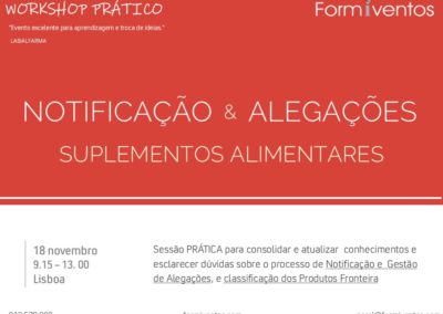 NOTIFICAÇÃO E ALEGAÇÕES de SUPLEMENTOS ALIMENTARES