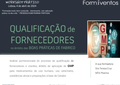 Qualificação de FORNECEDORES no âmbito das BOAS PRÁTICAS DE FABRICO