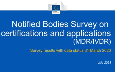 Updated document – Notified Bodies Survey on certifications and applications (MDR/IVDR) (Survey results with data status 31 March 2023)