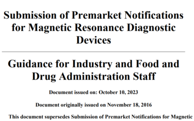 Submission of Premarket Notifications for Magnetic Resonance Diagnostic Devices