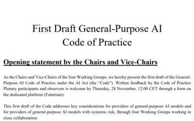 First Draft of the General-Purpose AI Code of Practice published