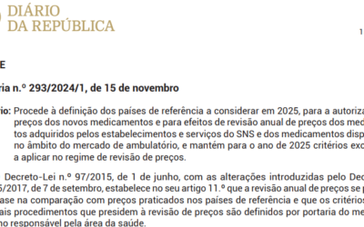 Definição dos países de referência a considerar em 2025, para a autorização dos preços máximos dos novos medicamentos e para efeitos de revisão anual de preços máximos dos medicamentos