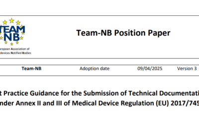 Team-NB  Version 3 of  Position Paper on the submission of technical documentation according to Annex II and III of the Medical Device Regulation