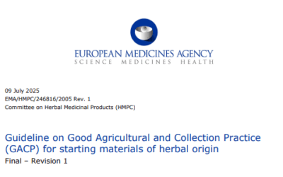 Guideline on Good Agricultural and Collection Practice (GACP) for starting materials of herbal origin Final – Revision 1 and  Overview of comments received