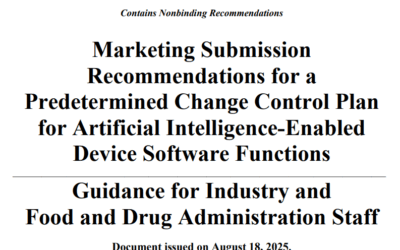 Marketing Submission Recommendations for a Predetermined Change Control Plan for Artificial Intelligence-Enabled Device Software Functions