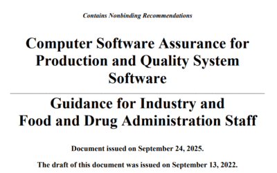 Computer Software Assurance for Production and Quality System Software