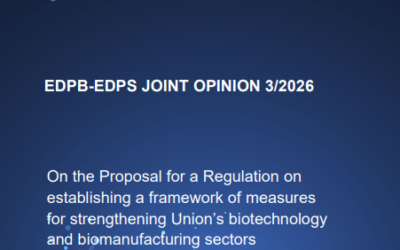 EDPB and EDPS adopted Joint Opinion 3/2026 on the proposed European Biotech Act