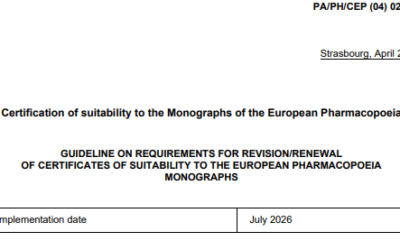 GUIDELINE ON REQUIREMENTS FOR REVISION/RENEWAL OF CERTIFICATES OF SUITABILITY TO THE EUROPEAN PHARMACOPOEIA MONOGRAPHS