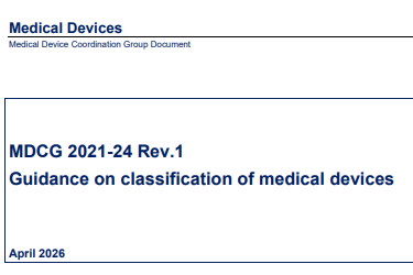 MDCG Guidance Update : Classification of Medical Devices – Revision 1