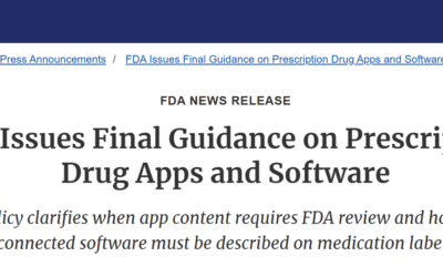 FDA Issues Final Guidance on Prescription Drug Apps and Software