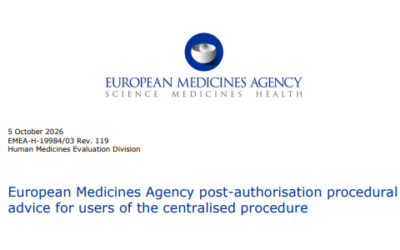 European Medicines Agency post-authorisation procedural advice for users of the centralised procedure